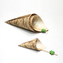 Disposable Party Use Eco-Friendly Safety Snacks Bamboo Leaf Cone made by hand for Wholesale